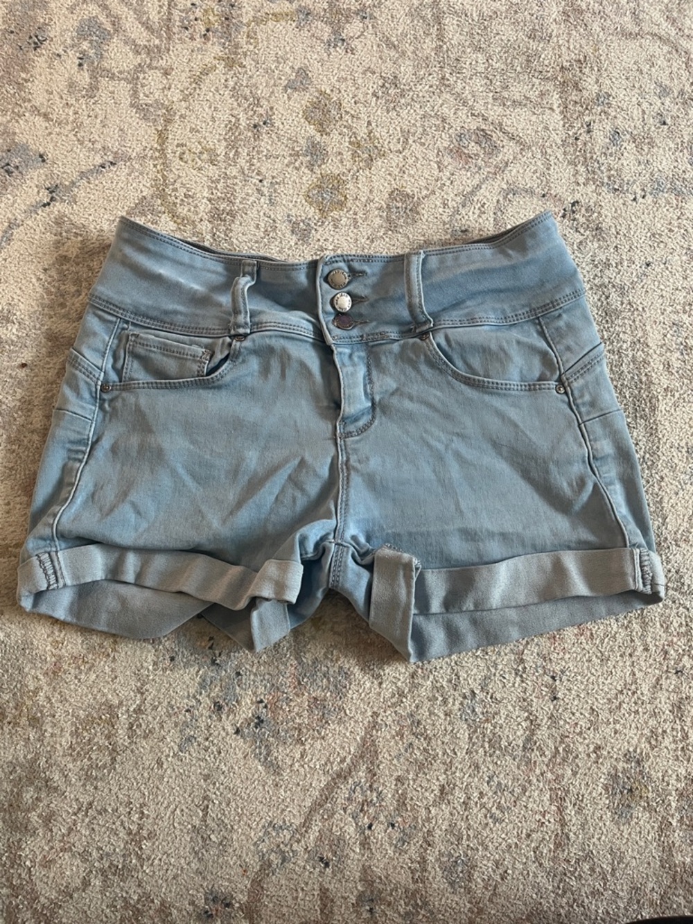 Wax Jean Light Blue Rolled Hem Women's Shorts